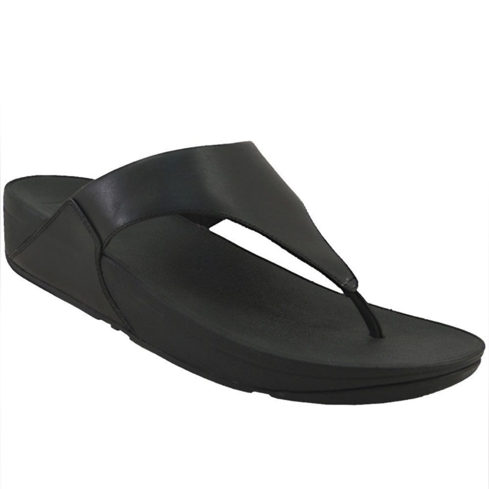 FitFlop Black Leather Thong Sandals